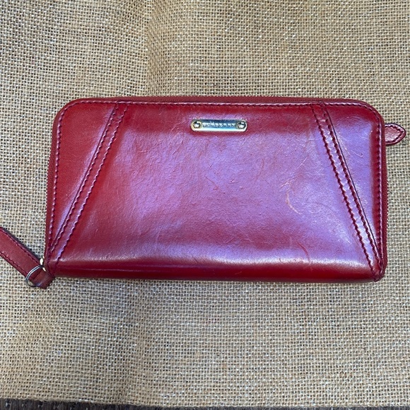 Burberry Handbags - Burberry red leather long wallet classic